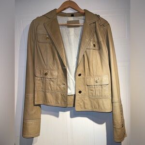 Hugo Boss Vintage Light Tan/Nude Lambskin Leather Jacket *Minor Flaws*